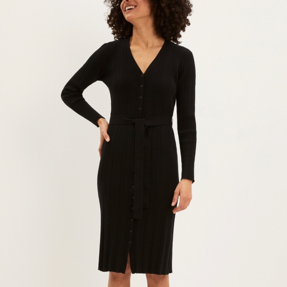 Frank & Oak Cardi-Sweater Dress in Black